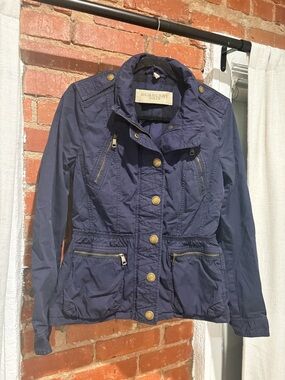 Burberry Navy Blue Utility Jacket with Brass Buttons - Women's - size 6